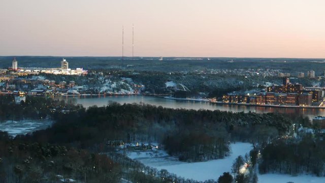Night Stockholm aerial view
