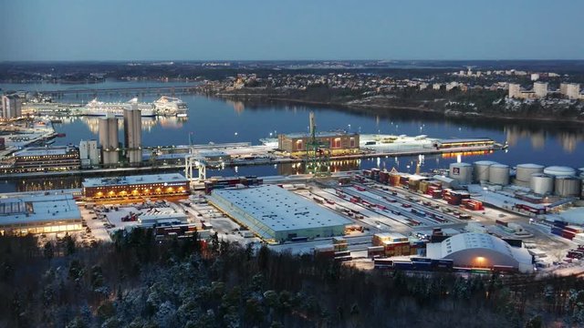 Night Stockholm aerial view