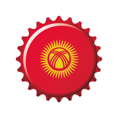 National flag of Kyrgyzstan on a bottle cap. Vector Illustration