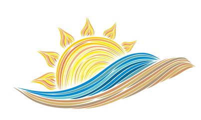 Obraz premium sun Dawn in sea with sandy beach.