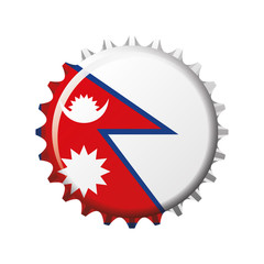 National flag of Nepal on a bottle cap. Vector Illustration