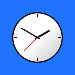 Clock icon, Vector illustration, flat design. Easy to use and edit. EPS10. Blue background.
