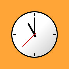 Clock icon, Vector illustration, flat design. Easy to use and edit. EPS10. Orange background.