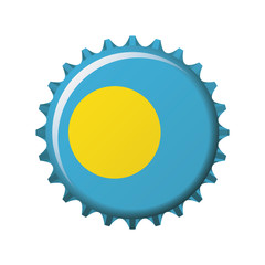 National flag of Palau on a bottle cap. Vector Illustration