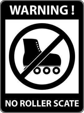 No skate, rollerskate, roller-skates and skating prohibited symbol. Sign indicating the prohibition or rule. Warning and forbidden. Flat design. Vector illustration. Easy to use and edit. EPS10.