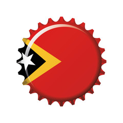 National flag of Timor Leste on a bottle cap. Vector Illustratio