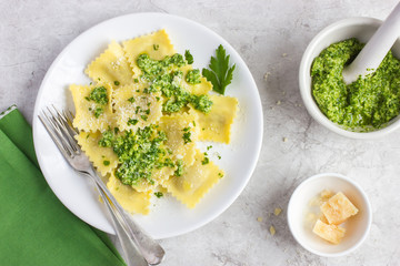 Ravioli with pesto sauce