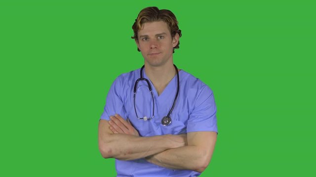 Expressionless male medical worker (Green Key)