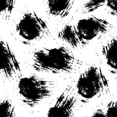 Vector seamless pattern with ink blots and brush strokes. Black and white creative artistic background Series of Drawn Creative Seamless Patterns and vector  Blots, Brush, Strokes.