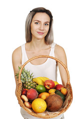 Fototapeta premium basket with tropical fruits