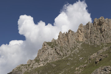 rocky mountain and cloudy sky