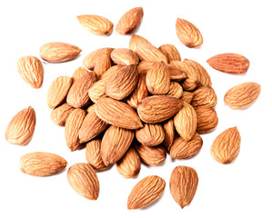 dry almonds on white