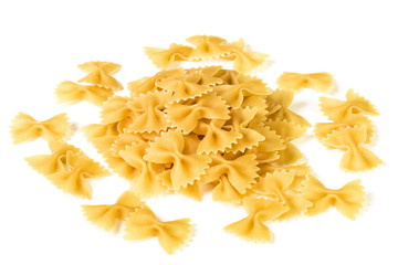 dry bow pasta on white