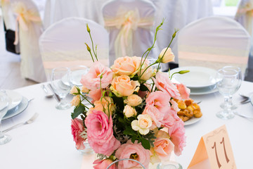 wedding table with flower