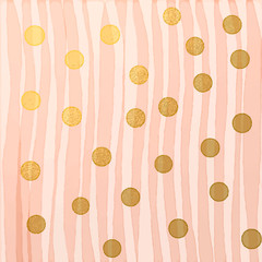 Abstract background autumn inspired pink watercolor lines and golden dots vector