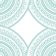 Doodle lace ornament card. Hand drawn pastel blue  invitation. Vector illustration.