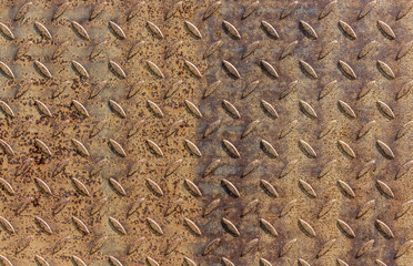 Grobe rostige Blechtafel Stahl geprägte texturiert Gitter uneinheitlich gefärbte Verwitterung...