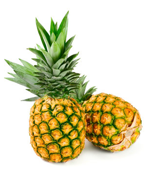 fresh ripe pineapple on white