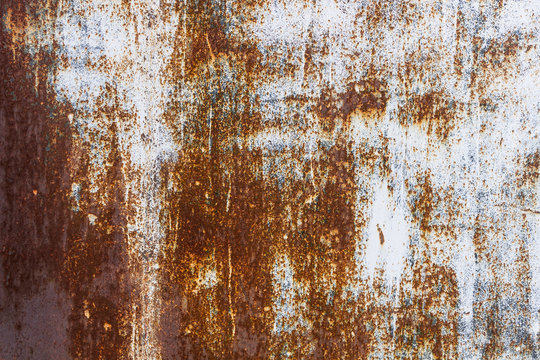Grobe rostige Blechtafel Stahl lackiert weiss Verwitterung Alter