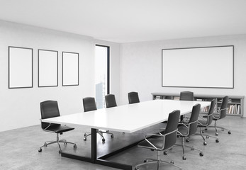 Conference room with blank banners