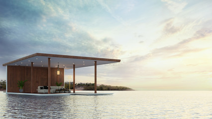 Pavilion thai contemporary 3d rendering