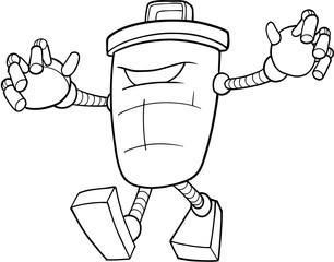 Trash Can Robot Monster Vector Art