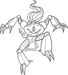 Alien Ninja Warrior Vector Illustration Art