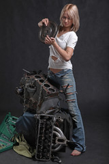 girl with technical oil