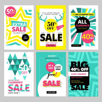 Modern eye catching social media sale banners. Vector illustrations for website and mobile website banners, posters, email and newsletter designs, ads, promotional material.