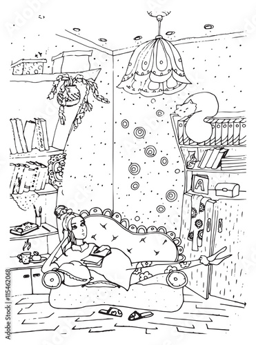 "Adult coloring book page with Pregnant lady.Pregnancy in doodle style