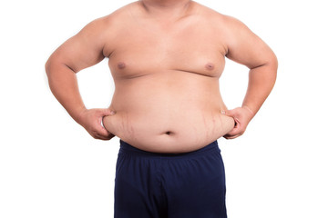 Obraz premium Fat man checking out his weight