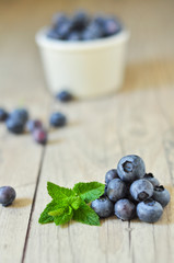 blueberries on old wooden vintage floor