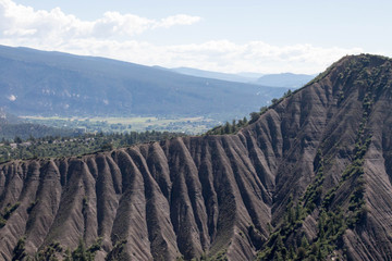 Hogback mountain ridge in Durango, CO with valley behind