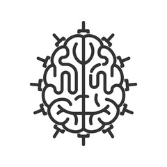 Brain as central processing unit. Line style icon. Artificial intelligence concept