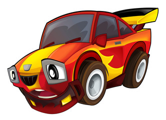 Fototapeta na wymiar Cartoon fast car - isolated - illustration for children