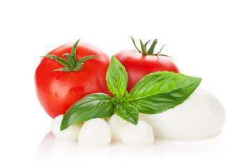 Mozzarella cheese, tomatoes and basil