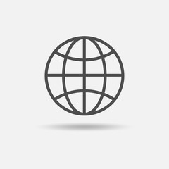 Global solution icon. Outline style. Vector illustration.