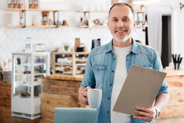 Man being in a cafe