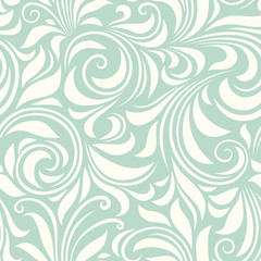 Vector vintage seamless blue and white floral pattern.