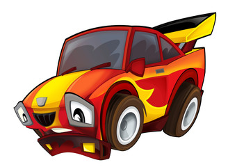Cartoon fast car - isolated - illustration for children
