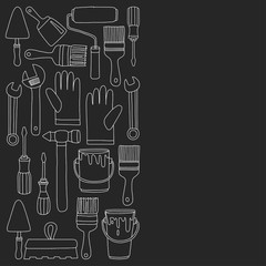 Repair and renovation tools Hand drawn vector icons
