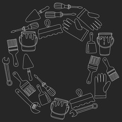 Repair and renovation tools Hand drawn vector icons