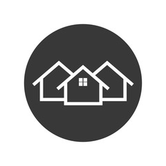 Home icon. House flat vector illustration on grey background