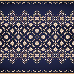 Vintage ornate border in Eastern style on dark blue background.