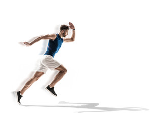 Skillful young runner is jogging