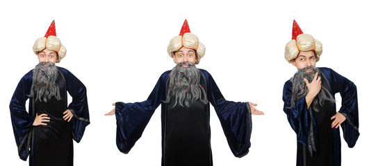 Funny wise wizard isolated on the white