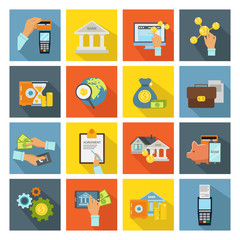 Atm And Hands Isometric Icon Set