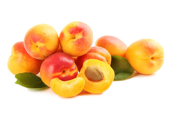 Naklejka na ściany i meble Ripe apricots fruit isolated on a white