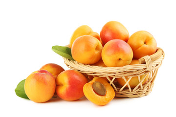 Ripe apricots fruit isolated on a white