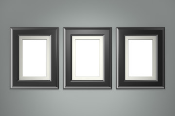 Black picture frame on gray wall